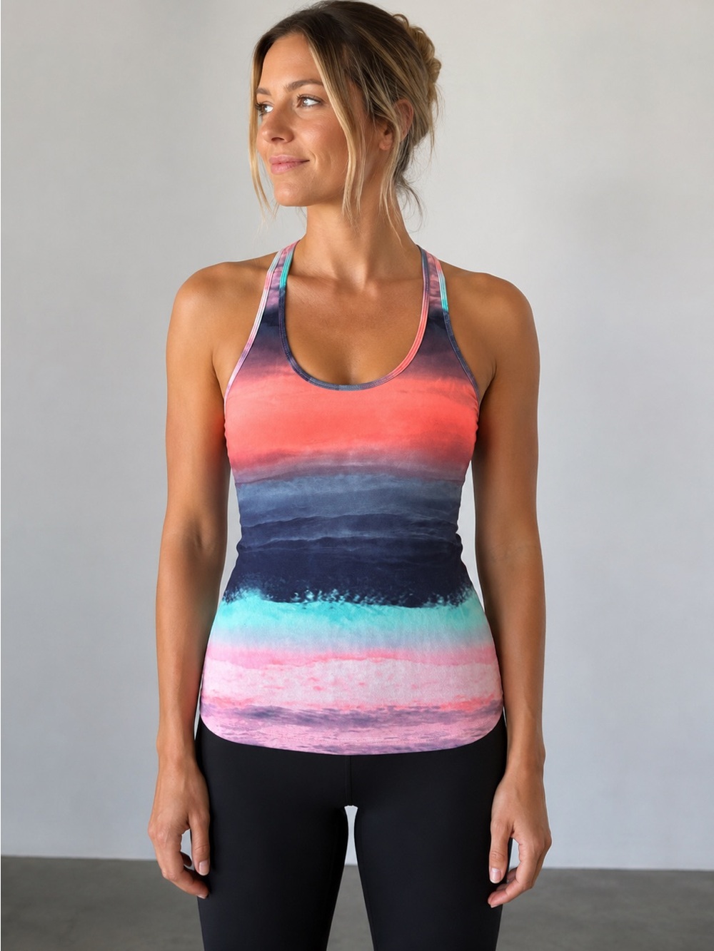 Lululemon Cool Racherback Beachscape Sunset CRB Tank Top 6 Workout
